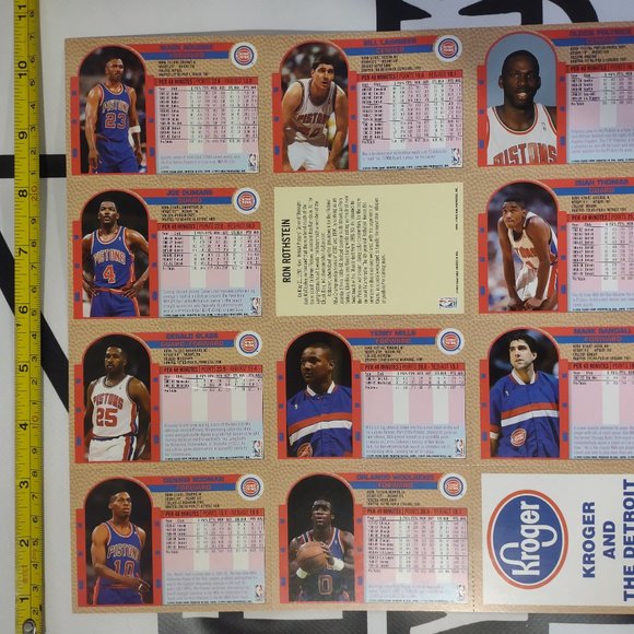 Kroger and the Detroit Pistons... A Winning Team! Basketball Card Sheet Vintage! - Picture 2 of 2